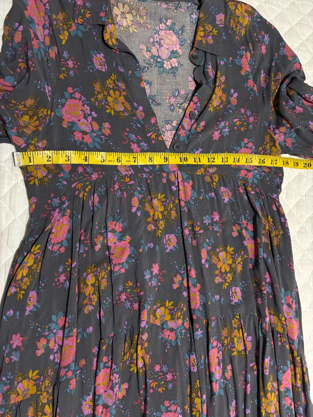 NATURAL LIFE Charcoal Gray Midi Dress with Pink & Mustard Floral Print - Picture 11 of 13